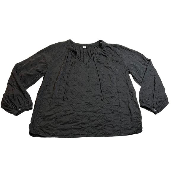 Old Navy Split Neck Boho Embroidered Blouse Size Small Neutral Casual Minimalist - Picture 1 of 11